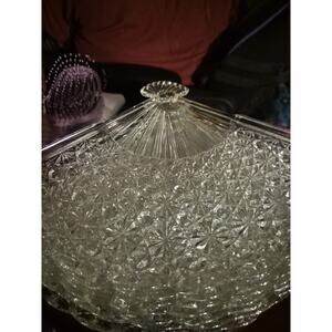 Lot of 7 Vintage Anchor Hocking Triangle Daisy & Button Clear Glass 8" Plates